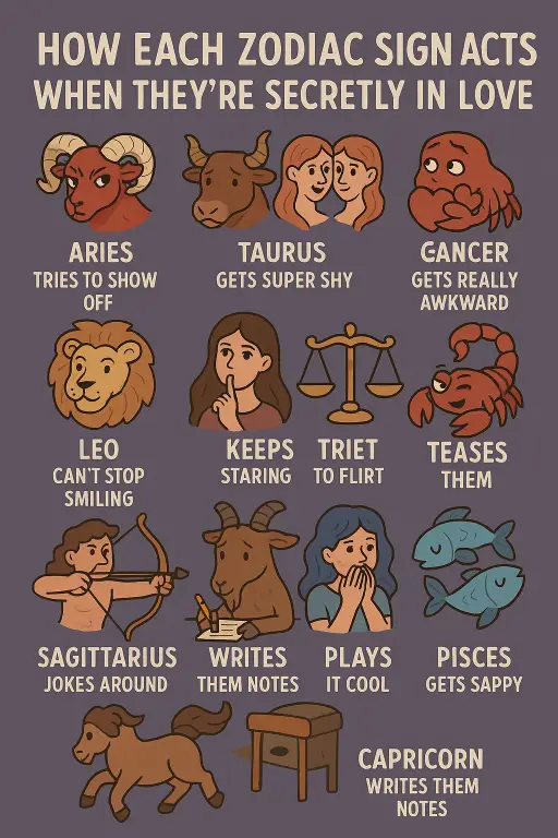 How Each Zodiac Sign Acts When They’re Secretly in Love